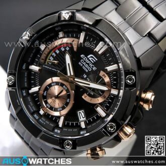 Casio Edifice Chronograph Stopwatch 100M Black Gold Watch EFR-559DC-1AV, EFR559DC