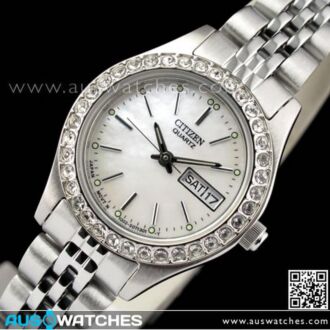 Citizen Swarovski Crystal Silver Tone Ladies Dress Watch EQ0537-51D