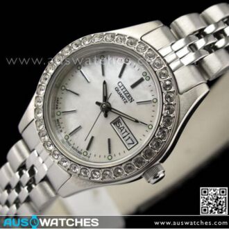 Citizen Swarovski Crystal Silver Tone Ladies Dress Watch EQ0537-51D