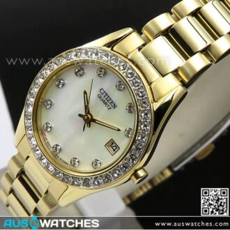 Citizen Gold Plated Mother of Pearl Ladies Dress Watch EU2682-57D