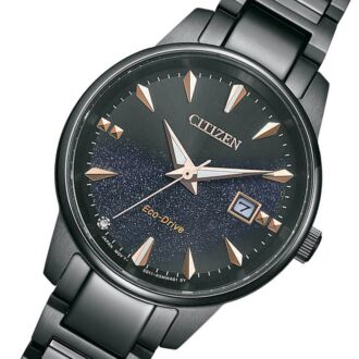 Citizen Eco-Drive Galaxy Black Dial Sapphire Ladies Watch EW2595-81E