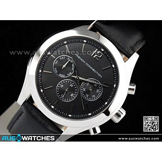 French Connection Chronograph Black Leather Strap Unisex Watch FC1144B