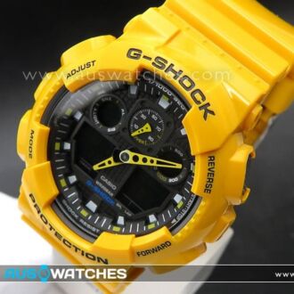 Casio G-Shock Velocity Indicator Alarm Watch GA-100A-9A, Yellow