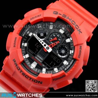 Casio G-Shock Red Analog Digital Watch GA-100B-4A GA100B