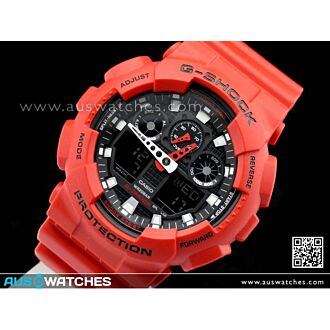 Casio G-Shock Red Analog Digital Watch GA-100B-4A GA100B