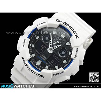 Casio G-Shock White Analog Digital Watch GA-100B-7A GA100B