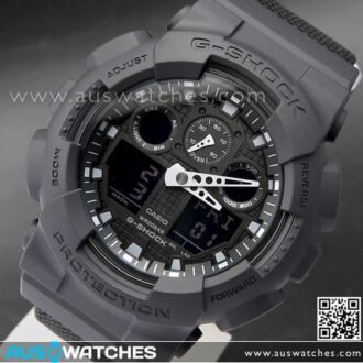 Casio G-Shock Military Black Cloth Band Sport Watch GA-100BBN-1A, GA100BBN
