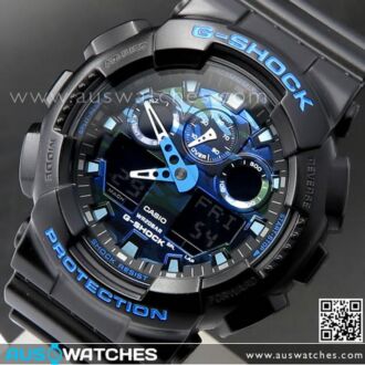 Casio G-Shock Matte Black with Blue Limited Sport Watch GA-100CB-1A, GA100CB