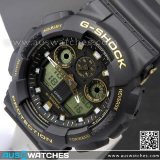 Casio G-Shock Black and Gold Analog Digital Watch GA-100GBX-1A9, GA-100GBX