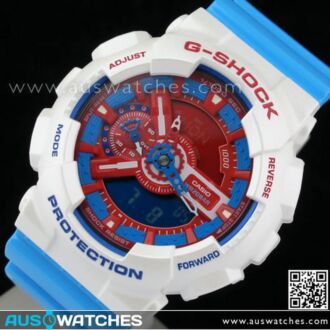 Casio G-Shock Red and Blue World Time Limited Watch GA-110AC-7, GA110AC