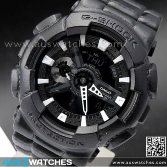 Casio G-Shock Black Leather Texture Analog Digital Watch GA-110BT-1A, GA110BT