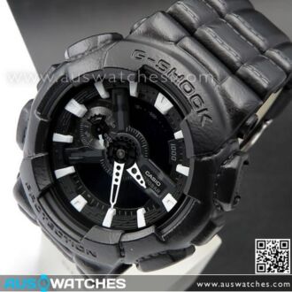 Casio G-Shock Black Leather Texture Analog Digital Watch GA-110BT-1A, GA110BT