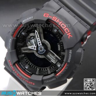 Casio G-Shock 200M Analog Digital Black and Red Sport Watch GA-110HR-1A, GA110HR