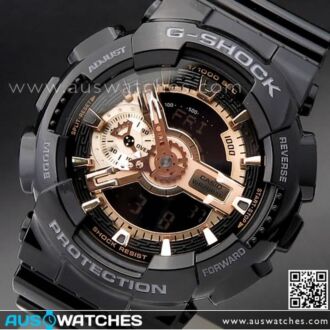 Casio G-Shock Black and Rose Gold Analog Digital Watch GA-110MMC-1A, GA110MMC