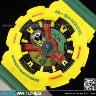 Casio G-Shock Anlalog Digital Rastafarian Limited Watch GA-110RF-9A, GA-110RF