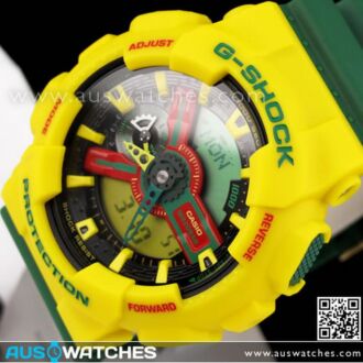 Casio G-Shock Anlalog Digital Rastafarian Limited Watch GA-110RF-9A, GA-110RF