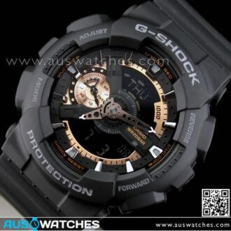 Casio G-Shock Black Rose Gold 200M World Time Watch GA-110RG-1A, GA110RG