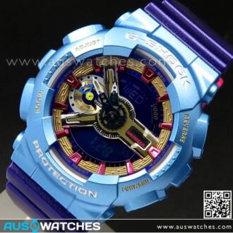 Casio G-SHOCK S-Series World time Purple Blue Unisex Watch GMA-S110HC-6A, GMAS110HC