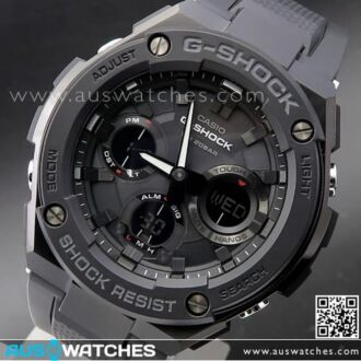 Casio G-Shock Analog Digital Solar Resin Band All Black Watch GST-S100G-1B, GSTS100G