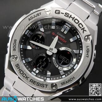 Casio G-Shock Analog Digital Solar Stainless Steel Band Sport Watch GST-S110D-1A, GSTS110D