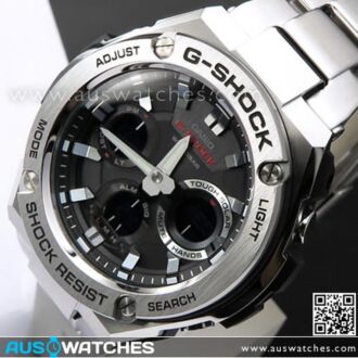 Casio G-Shock Analog Digital Solar Stainless Steel Band Sport Watch GST-S110D-1A, GSTS110D