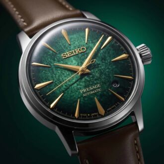 Seiko Presage Cocktail Time Automatic Green Dial Leather Watch HCB002J1