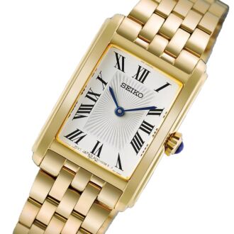 Seiko Essentials Tank Rectangular Classic Gold Tone Ladies Watch HGG001P1