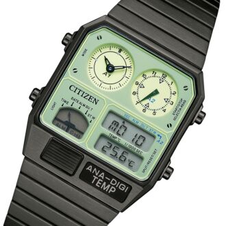 Citizen Light Green Luminous Dial Temperature Quartz Watch JG2147-85X