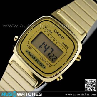 Casio Retro Gold Tone Digital Ladies Watches LA670WGA-9DF, LA670WGA