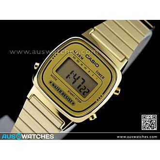 Casio Retro Gold Tone Digital Ladies Watches LA670WGA-9DF, LA670WGA
