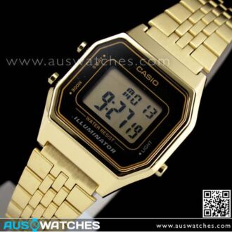 Casio Retro Gold Tone Digital Ladies Watches LA680WGA-1DF, LA680WGA