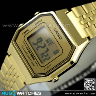 Casio Retro Gold Tone Digital Ladies Watches LA680WGA-9DF, LA680WGA