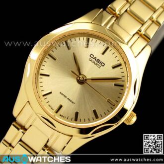 Casio Analog Stainless Steel Gold Plated Ladies Watch LTP-1275G-9A, LTP1275G