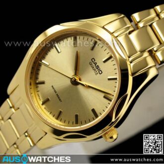 Casio Analog Stainless Steel Gold Plated Ladies Watch LTP-1275G-9A, LTP1275G