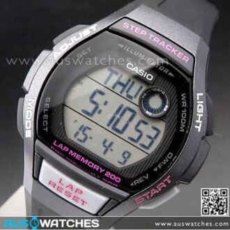 Casio Step Tracker LED 100M Ladies Sport Watch LWS-2000H-1AV, LWS2000H