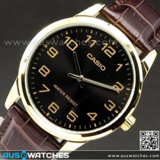Exclusive PayPal Offer Casio Quartz Easy to Read Gold Black Unisex Watch MTP-V001GL-1B, MTPV001GL