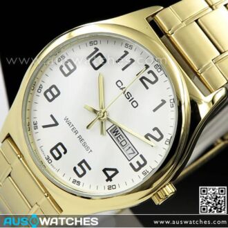 Casio Quartz Day Date Gold Mens Watch MTP-V003G-7B, MTPV003G