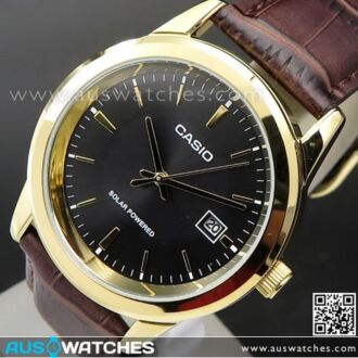 Casio Solar Powered Leather Strap Watch MTP-VS01GL-1ADF, MTP-VS01DGL