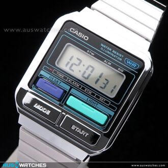 Casio Retro-Inspired Chrome Plated Digital Watch A120WE-1A