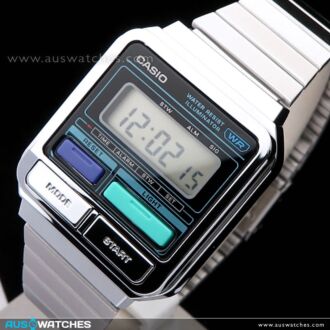 Casio Retro-Inspired Chrome Plated Digital Watch A120WE-1A