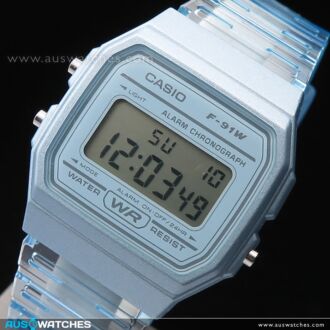 Casio Transparent Blue Digital Unisex Watch F-91WS-2DF