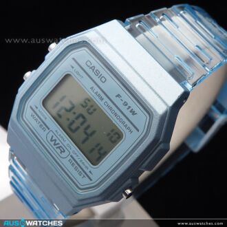 Casio Transparent Blue Digital Unisex Watch F-91WS-2DF