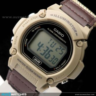 Casio Digital Brown Cloth Band Outdoor Sport Watch W-219HB-5A