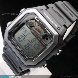 Casio Digital 10-Year Battery 100M Resin Band Watch WS-1600H-1A, WS1600H