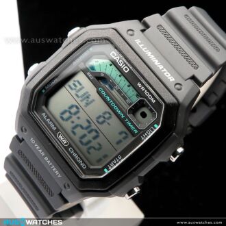 Casio Digital 10-Year Battery 100M Resin Band Watch WS-1600H-8A, WS1600H