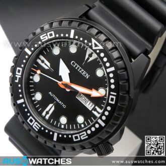 Citizen Automatic 100m Rubber Strap Black Out Sport Watch NH8385-11E