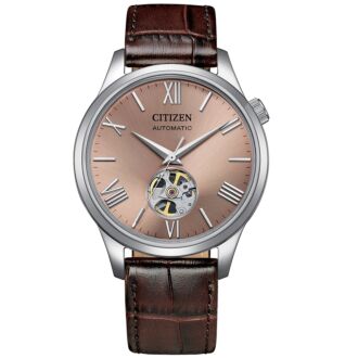 Citizen Automatic Open Heart Leather Strap Mens Watch NH9138-07X
