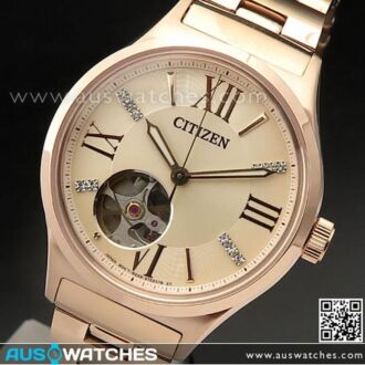 Citizen Automatic Pink Gold Swarovski Ladies Watch PC1003-58X