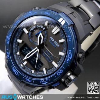 Casio ProTrek Blue Moment Sapphire Solar Multiband 6 Titanium Watch PRW-6000SYT-1, PRW6000SYT