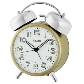 Seiko Bedside Bell Alarm Clock With Quiet Movement Gold QHK063G